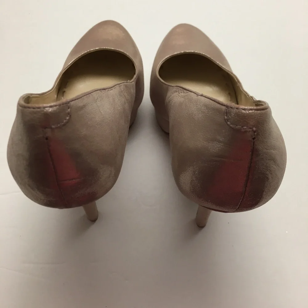 Enzo Angiolini leather Pink Champagne Platform Heels Size 7 Shimmer